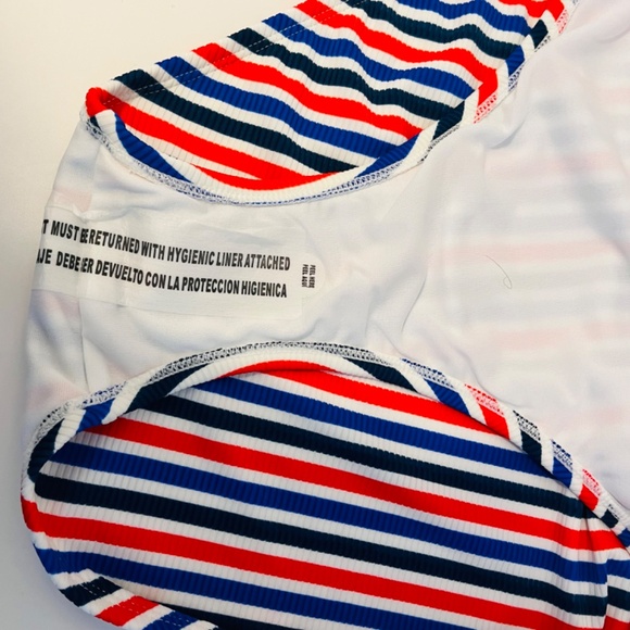 Xhilaration Ribbed Set Button-Front Bralette Bikini Top & Bottom Red Stripe 20W - Picture 16 of 16